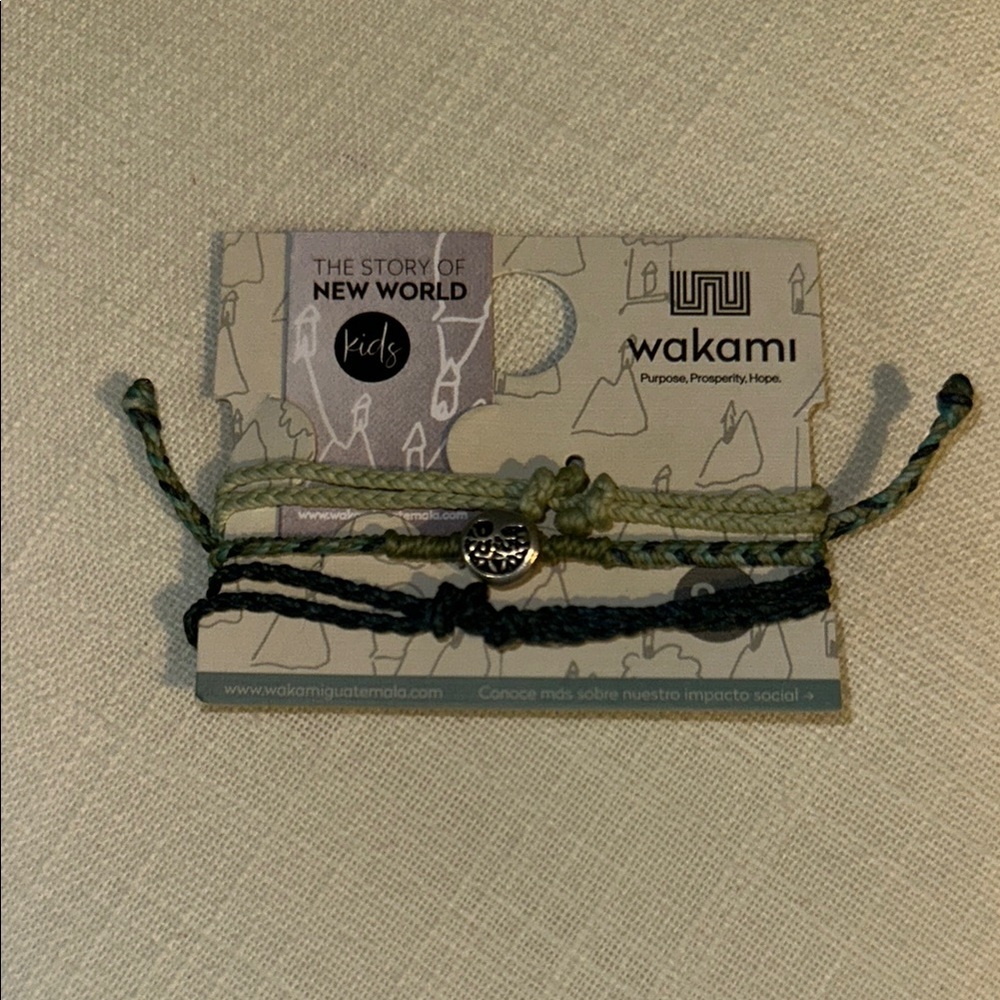 NWT Wakami Green and Blue Braided Bracelet Set Plants